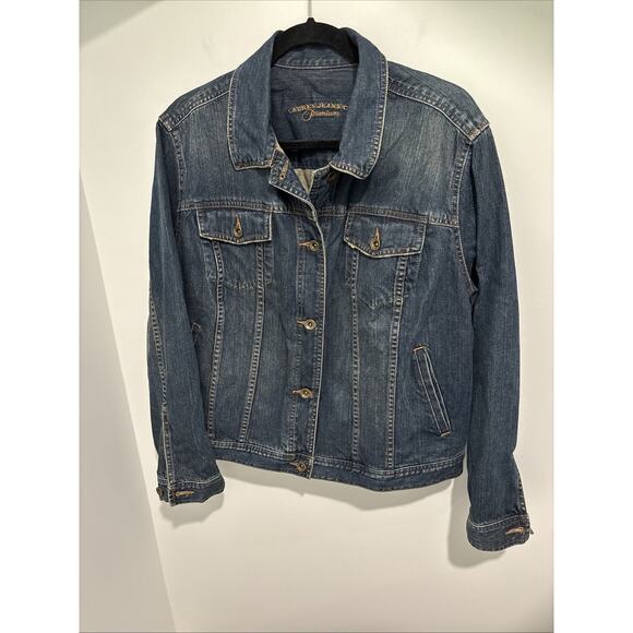 Lauren Jeans Co Women’s Denim Jacket 1X Classic Blue Trucker Relaxed Vintage Y2K - Picture 9 of 12